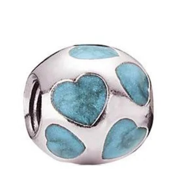 Pandora Sterling Silver Light Blue Love You Enamel Charm - Picture 1 of 1